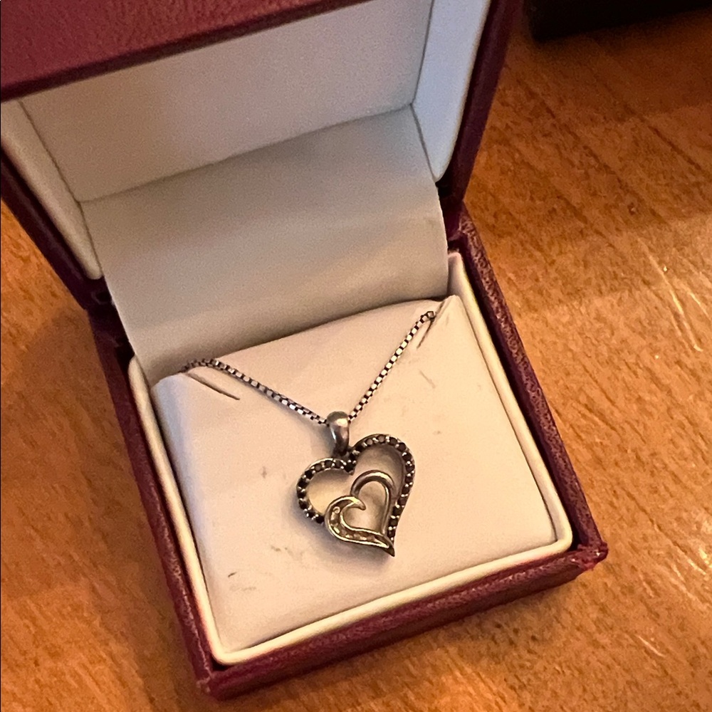 Elegant Silver Heart Diamond Necklace